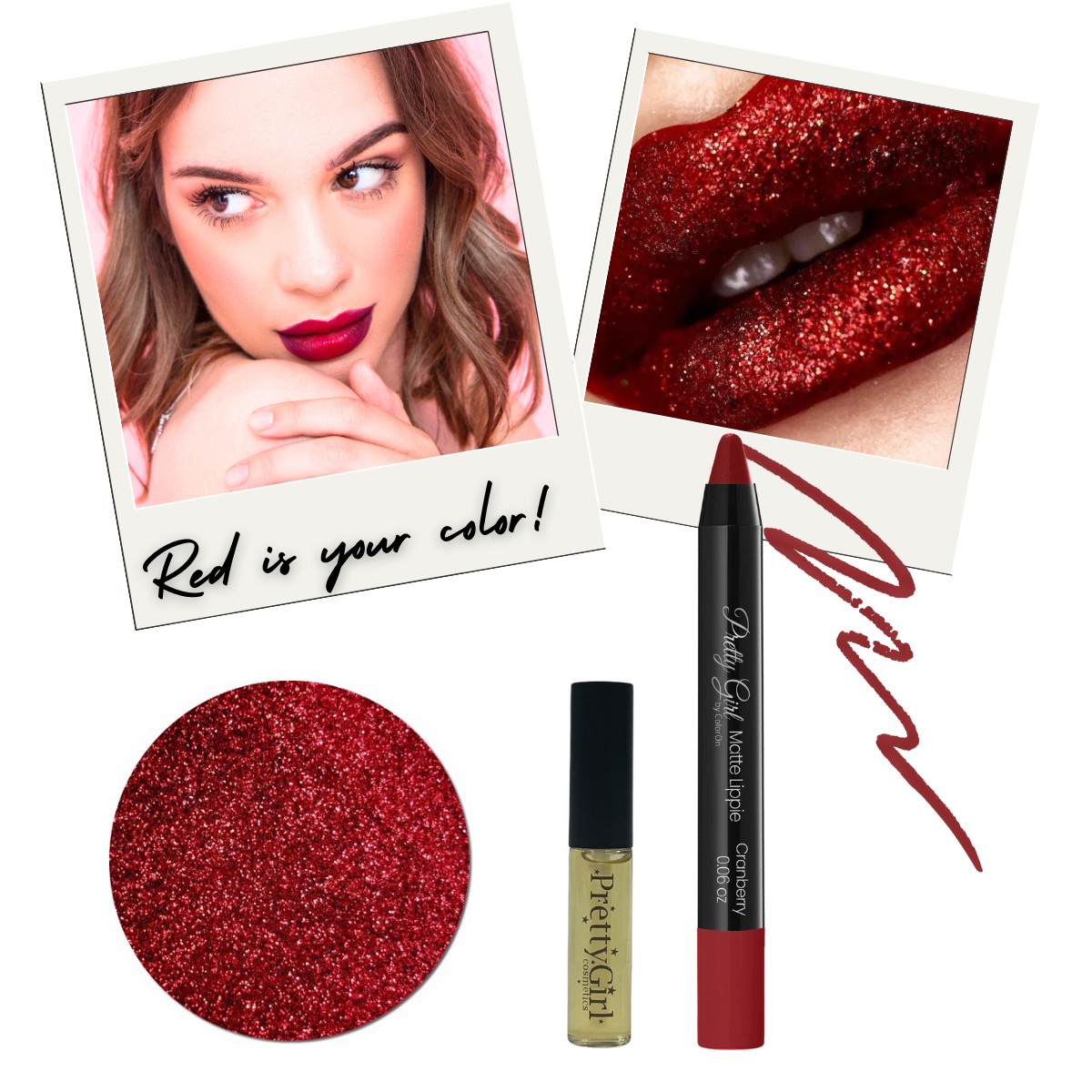 red lipstick lips glitter