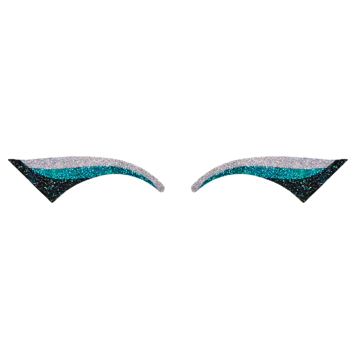 Teal, Silver, & Black Wing Glitter Eye Sticker