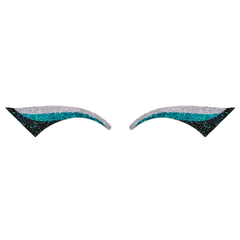 Teal, Silver, & Black Wing Glitter Eye Sticker