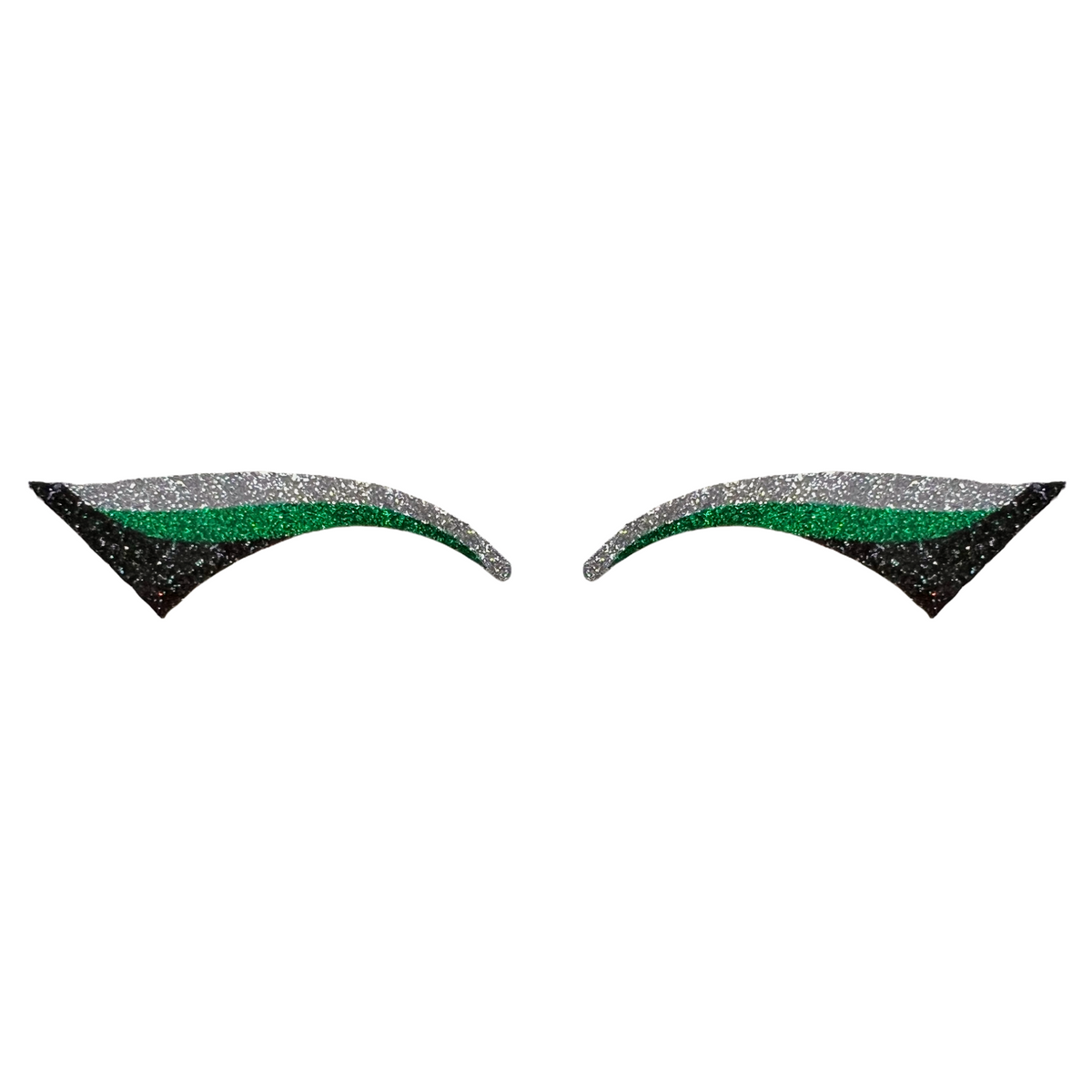 Green, Silver & Black Wing Glitter Eye Sticker