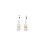 Double Drop Pearl & Rhinestone Earrings