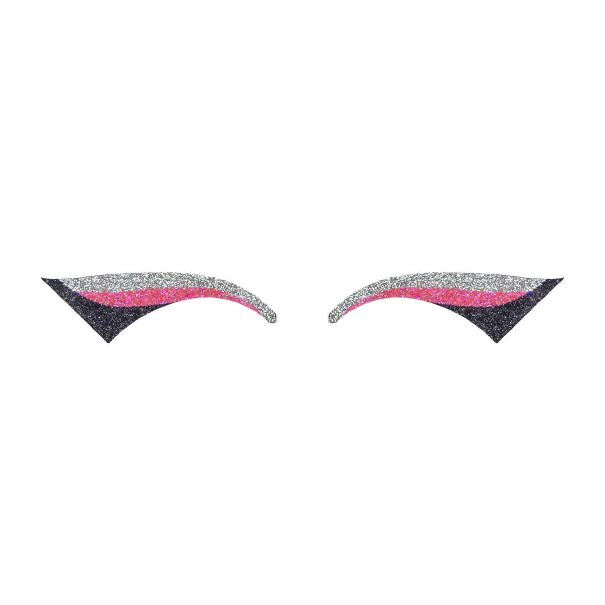 Silver, Neon Pink, & Black Wing Glitter Eye Sticker