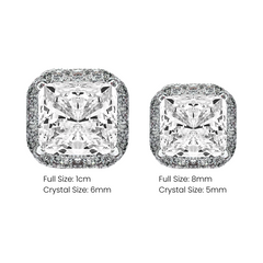 Square Crystal Stud Earrings Size Chart